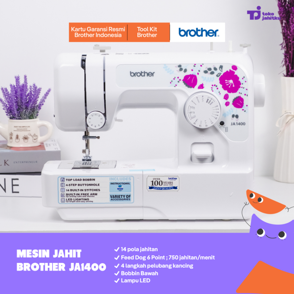 Mesin Jahit Portable Multifungsi Brother JA1400 | Mesin Jahit Portable Brother JA-1400