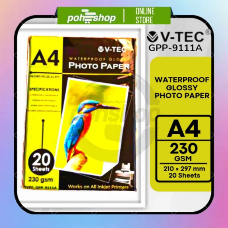 

V-Tec Waterproof Glossy Photo Paper A4/230gsm 20's Type GPP-9111A