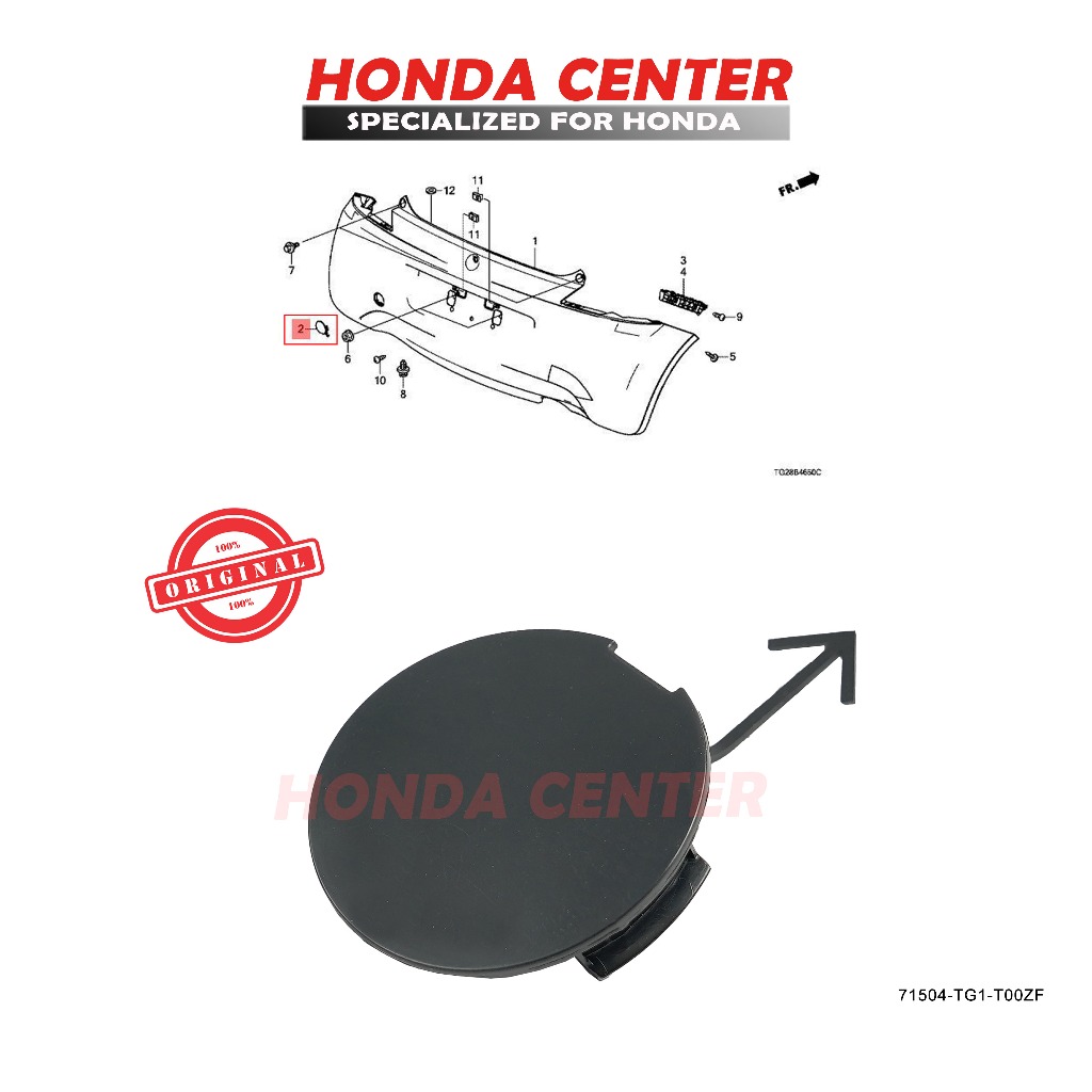 Cover Tutup Derek Towing Hook Bumper Bemper Belakang Mobil Honda Brio 2013 2014 2015 2016 2017