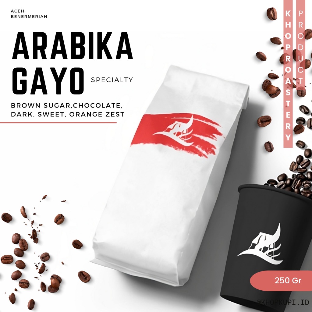 

Kopi GAYO Arabika Specialty Aceh Sumatera Espresso Biji Bubuk - 250 gr , Biji Kopi