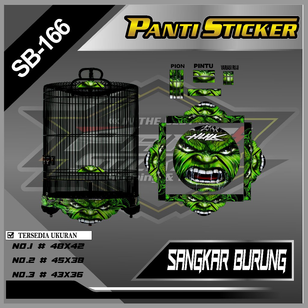 Viral Terbaru Sticker Sangkar Ebod Kosan Custom Desain HULK - Decal Ebod Burung Lovebird Kandang Kot