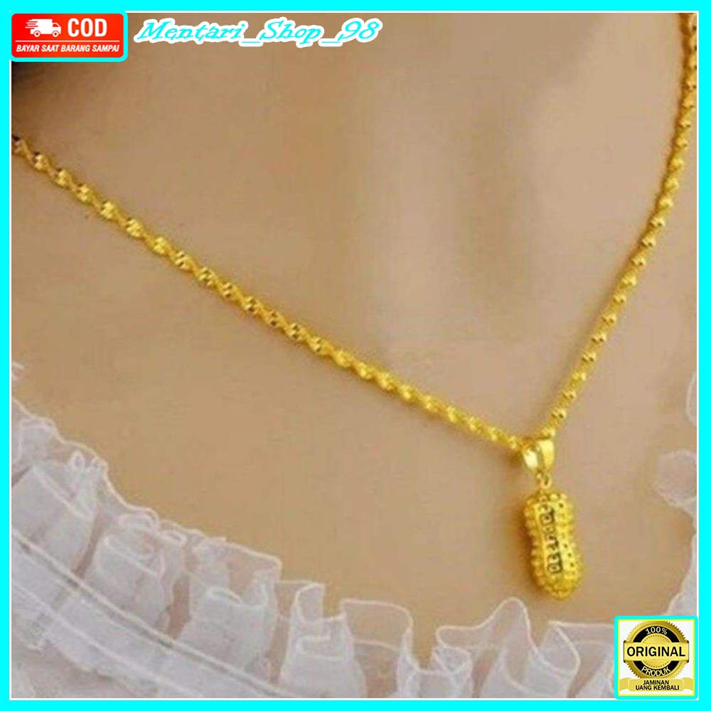 kalung emas asli ada surat dari toko perhiasan liontin kacang