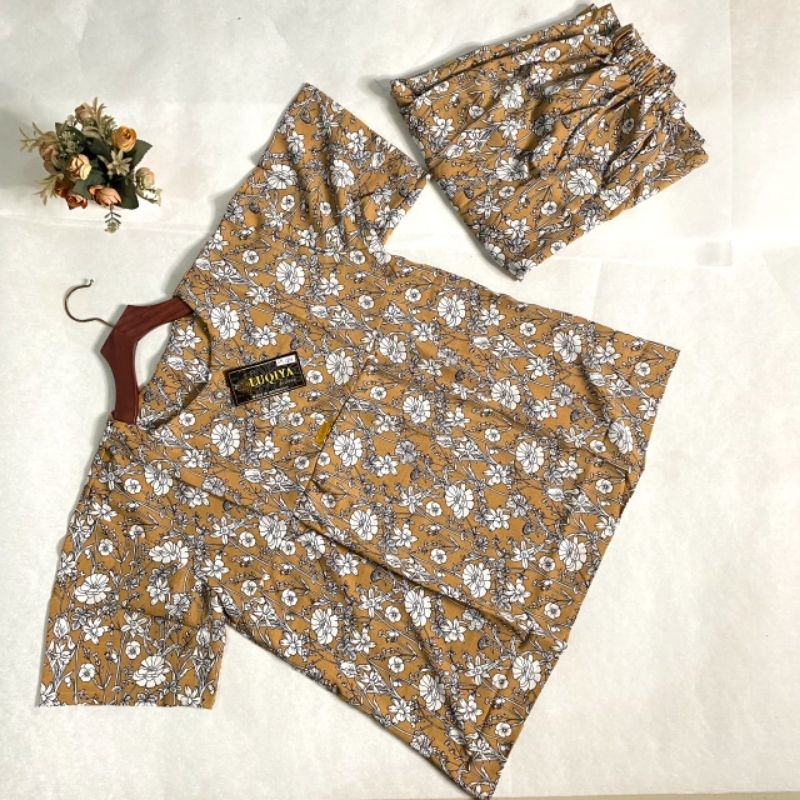 Setelan Pendek Motif Bunga Set Wanita Celana Pendek Setelan Wanita Motif premium