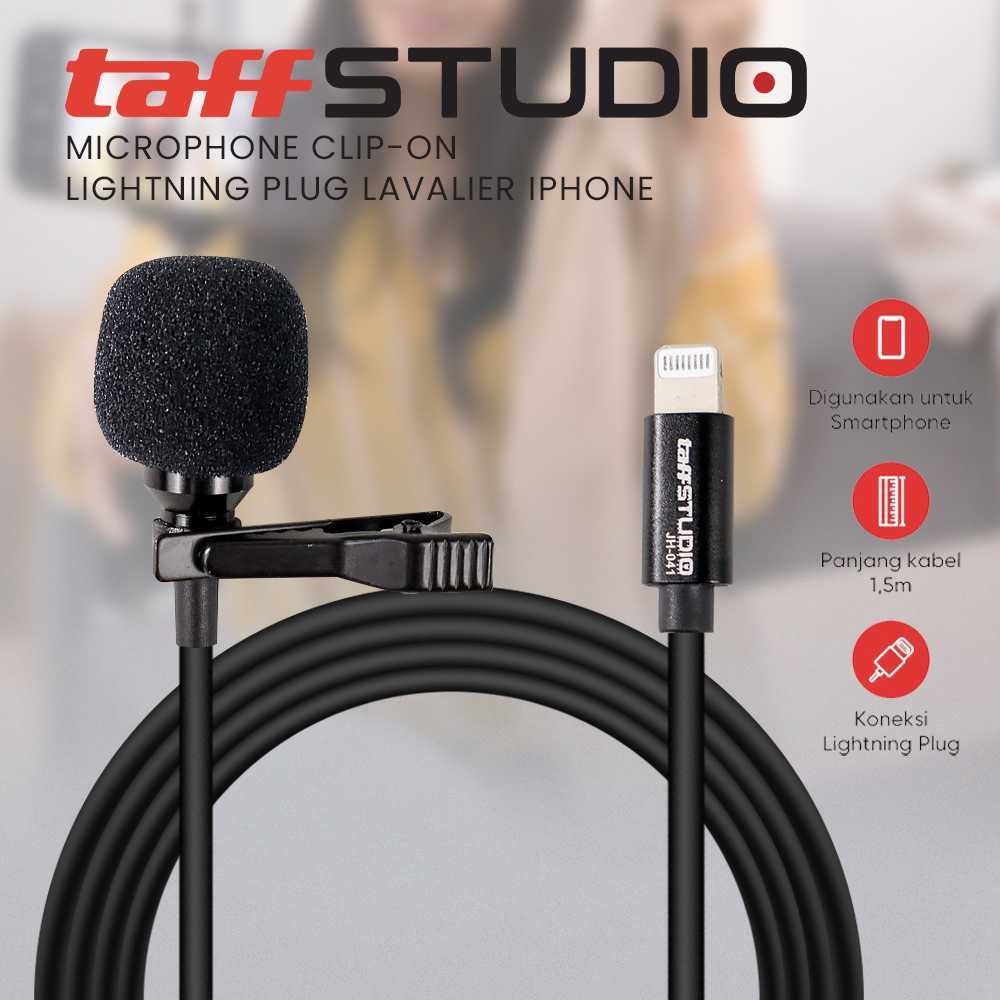 Produk TaffSTUDIO Microphone Clip-on Lightning Plug Lavalier iPhone - JH-041 Mikrofon lavalier dari 