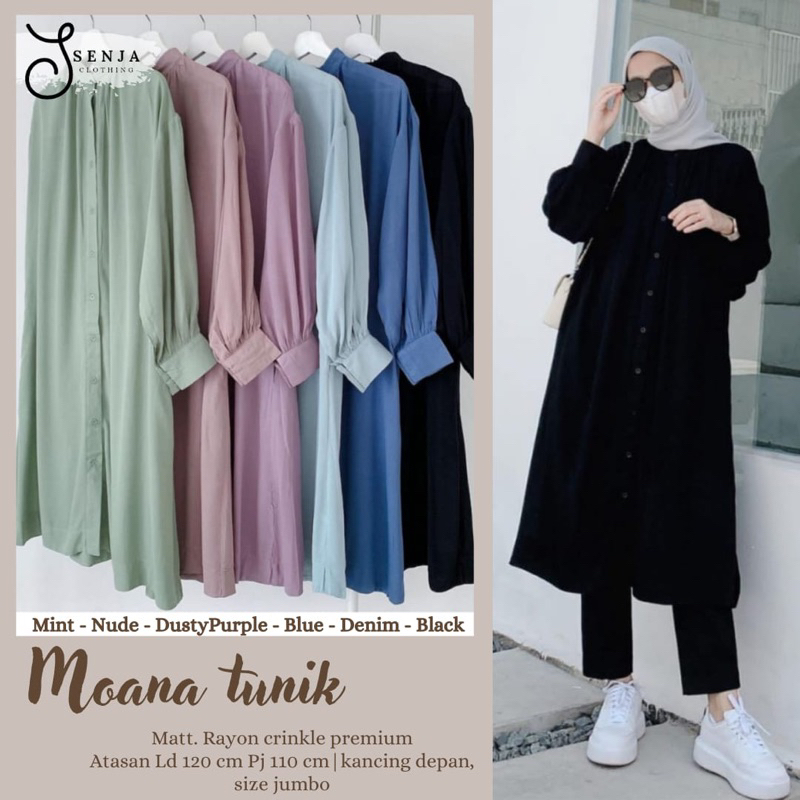 MOANA TUNIK | TUNIK POLOS BAHAN RAYON CRINCLE LD 120cm