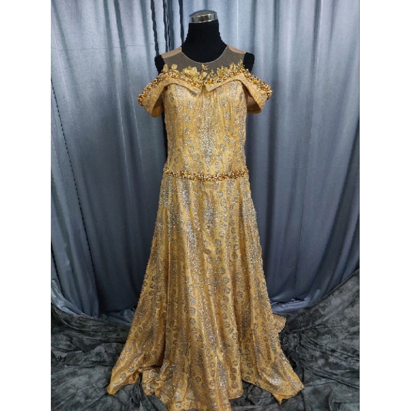 Gaun pesta Preloved gold mama sister