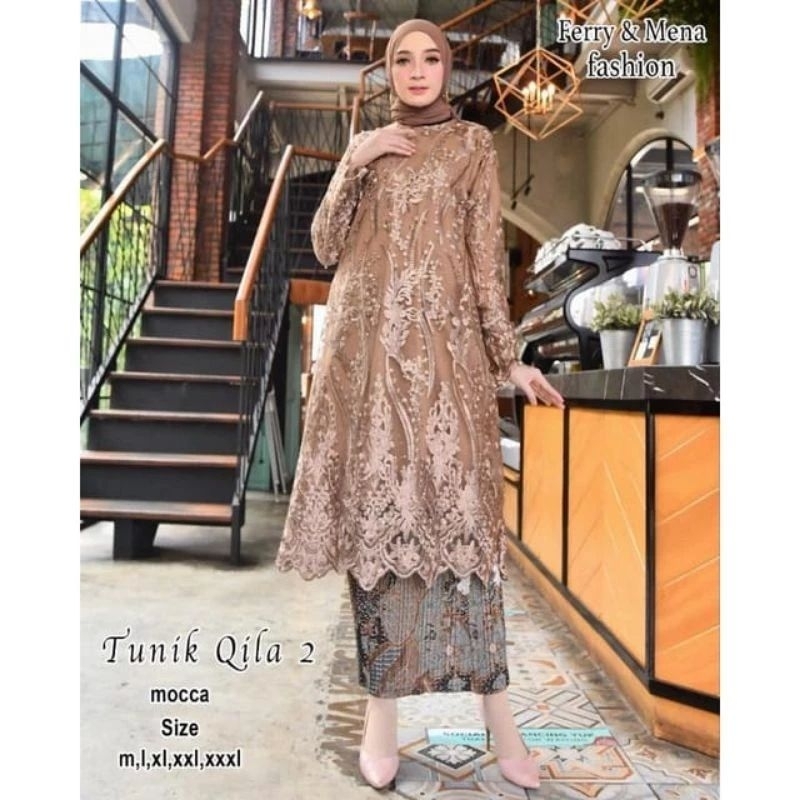 Atasan Baju Kebaya Tunik Tulle Jumbo Ld 130cm pakaian wanita modern baju kebaya kekinian besanan