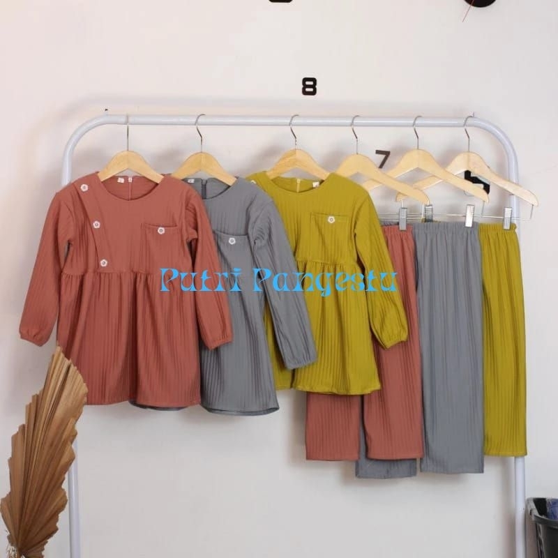 One set anak perempuan bahan knit hornet maxline // setelan anak perempuan 3-4 tahun 5-6 tahun 7-9 tahun // setelan anak terbaru // one set anak