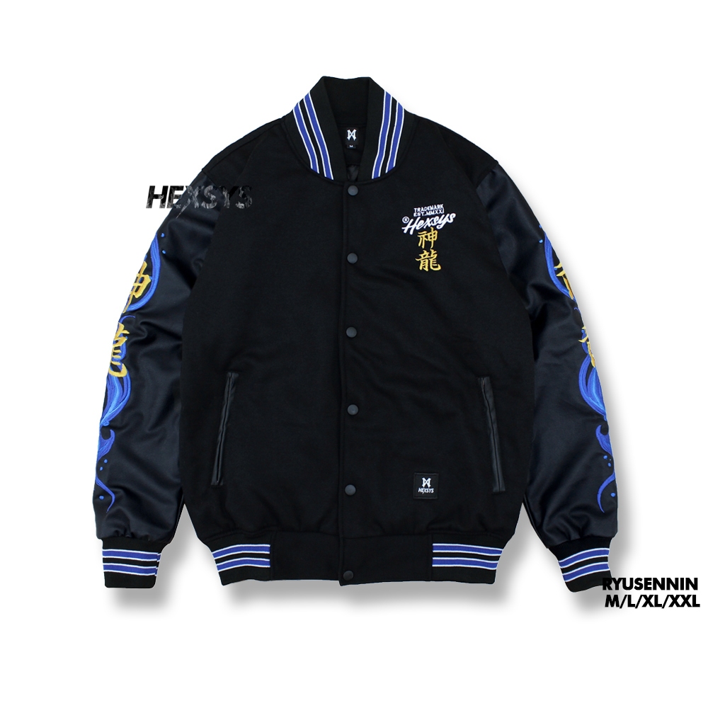 New Promo Bossque X Hexsys-Ryusenin Jaket Varsity Bordir Breakside Baseball Kremlin Jaket Varsity