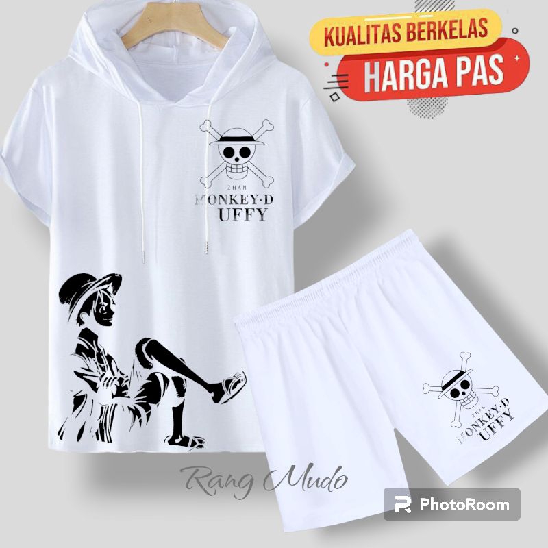 Setelan One Piece Luffy Duduk Setelan Pria Setelan