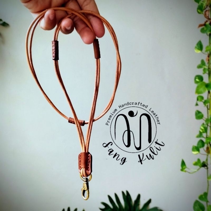 

Tali Lanyard Double | 1 Hook | ID Card Name Tag Kulit Sapi Asli Premium