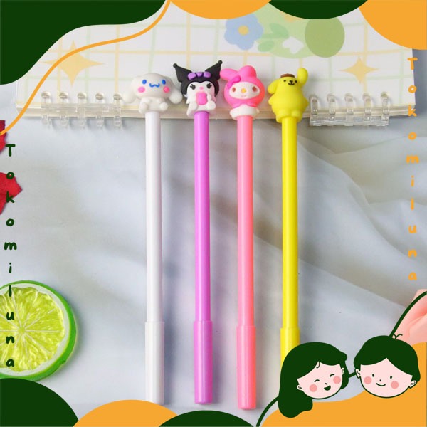 

Pulpen karakter cute lucu kuromi melody cinnamon pompurin tinta gel hitam HB1535