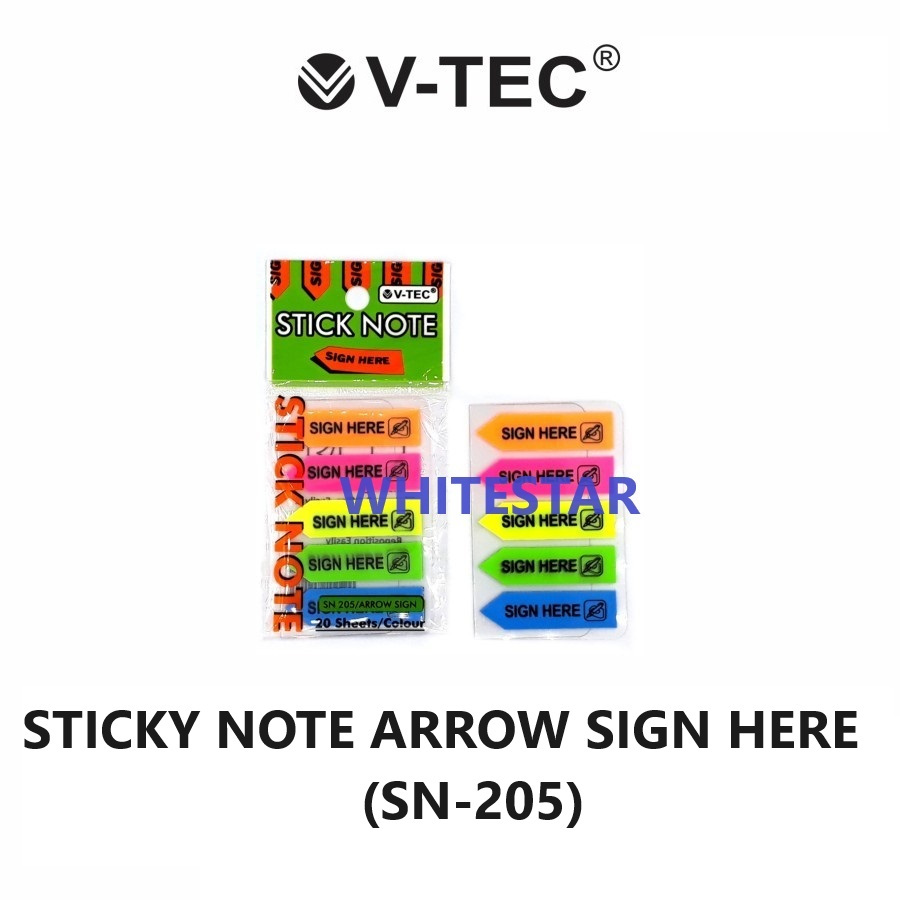 

pembatas stick / sticky note notes v-tec arrow sign here (sn-205)