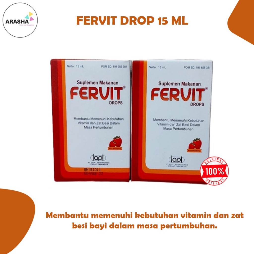 FERVIT DROPS 15 ML SUPLEMEN ZAT BESI BAYI - VITAMIN ZAT BESI DAN ANEMIA - ZINC UNTUK PERTUMBUHAN ANA