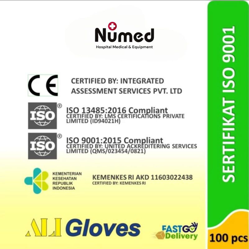 Sarung Tangan Nitrile Examination Ali Gloves Handscoon Nitril Gloves Ali Glove isi 100