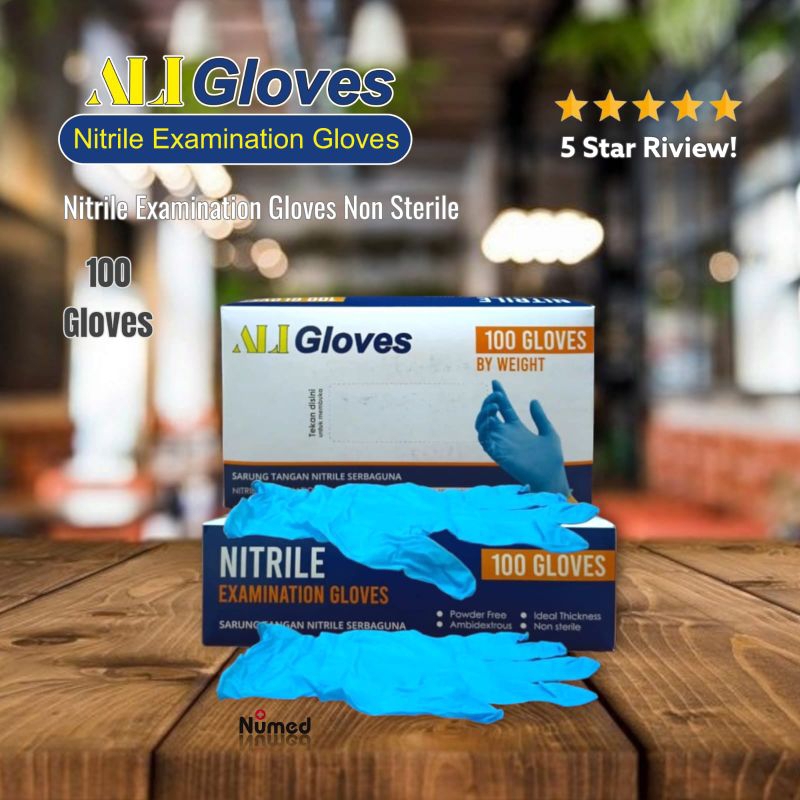 Sarung Tangan Nitrile Examination Ali Gloves Handscoon Nitril Gloves Ali Glove isi 100