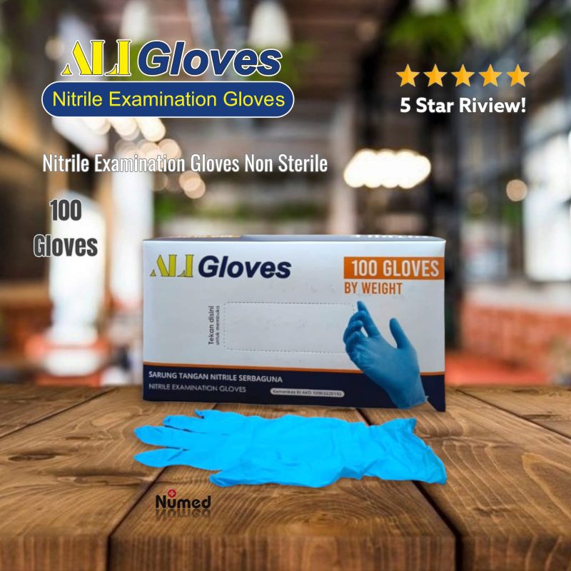 Sarung Tangan Nitrile Examination Ali Gloves Handscoon Nitril Gloves Ali Glove isi 100