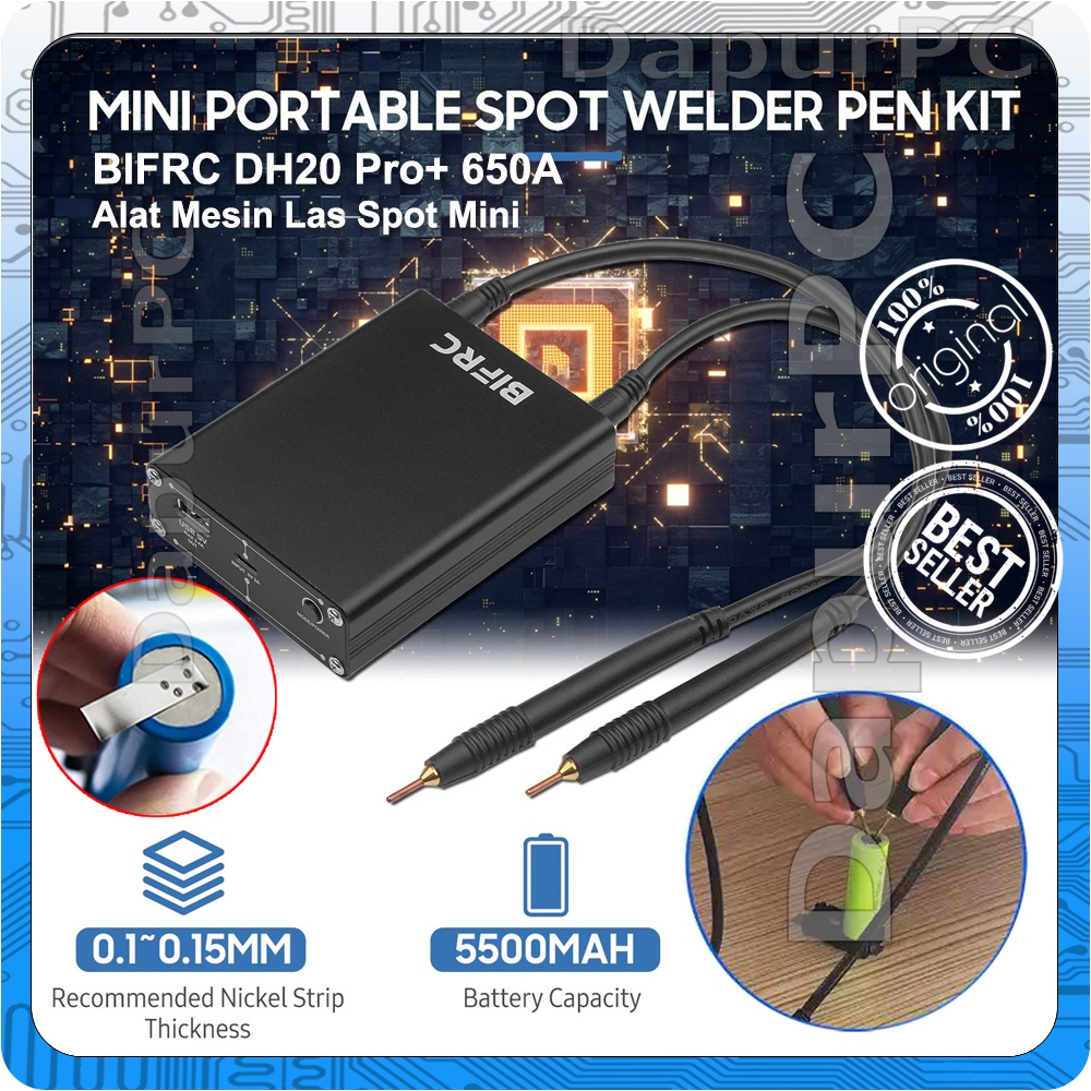 BIFRC DH20 Pro+ 650A 9 Gears Portable Spot Welding Mesin Las Mini 5500mAh