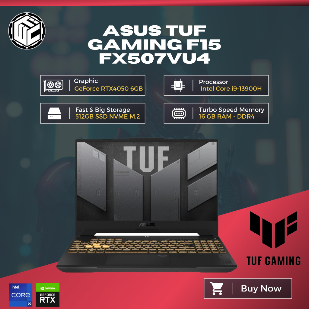 Laptop ASUS TUF GAMING F15 FX507VU4 i9-13900H 16GB 512GB RTX4050 6GB OHS W11 Bergaransi Resmi