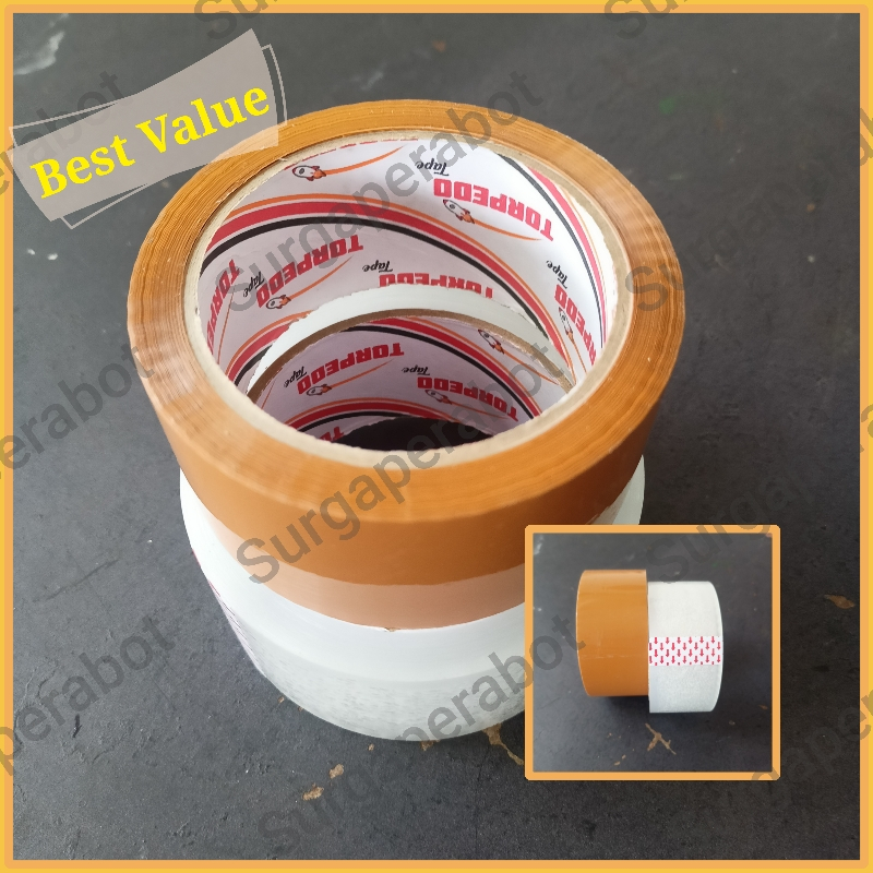 

Lakban Bening / Coklat 45mm x 90 yard Torpedo / Solasi 2 inch Cokelat