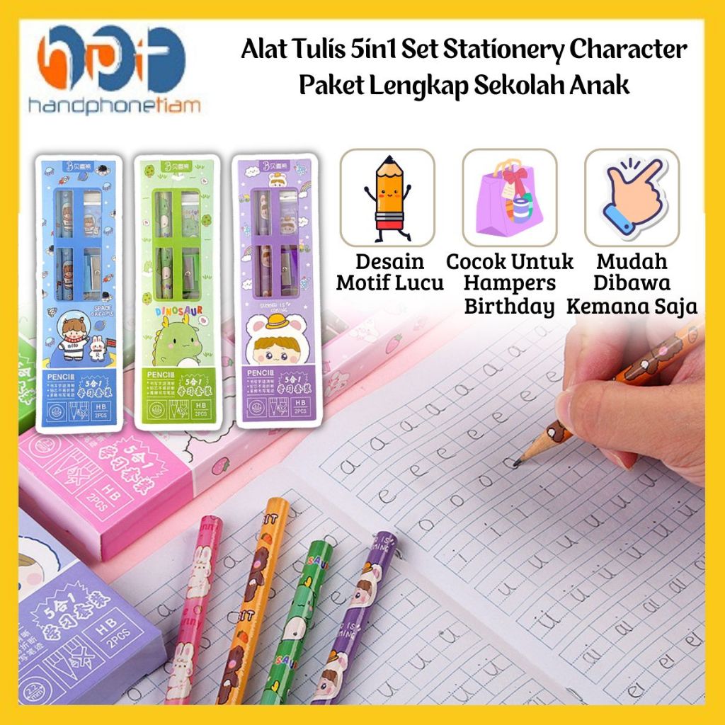 

Alat Tulis 5in1 Pensil Penggaris Penghapus/Paket Lengkap Sekolah/Set Stationery/Souvenir Goodiebag Ulang Tahun Anak/Hampers Birthday