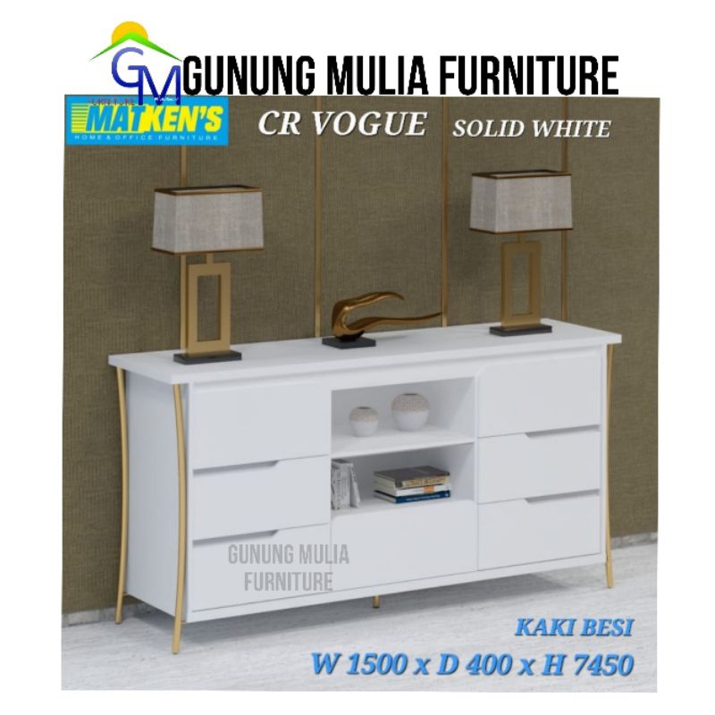 Meja Hias / Buffet TV / Lemari Serbaguna Matken's Kaki Besi