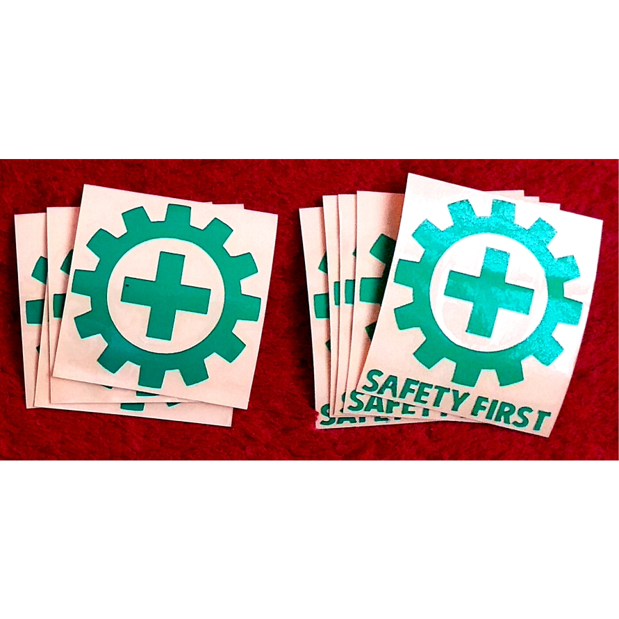 Stiker cutting logo Safety First, stiker pekerja safety first