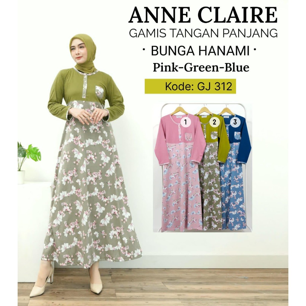 Daster Gamis Lengan Panjang + Tali belakang Jumbo Klok XL & 2L Anne Claire Dewasa Muslim Daster Panj