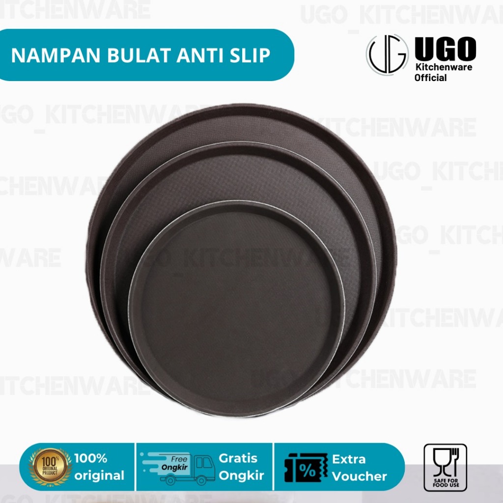 UGO Nampan Bulat Anti Slip  Karet Baki Hotel Restoran Coklat Polos  Baki Anti Slip Round Bulat  28 3