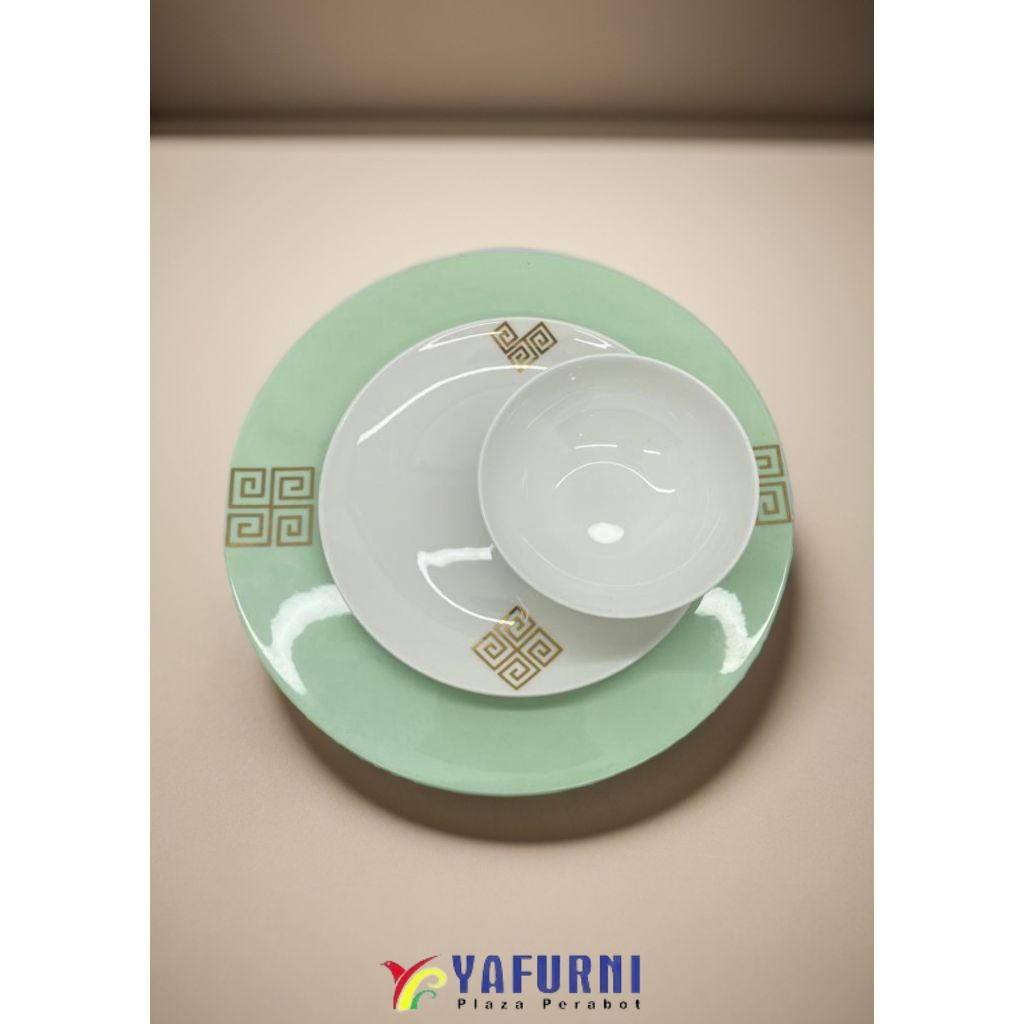 PIRING KERAMIK SET 4# HIJAU 3PCS