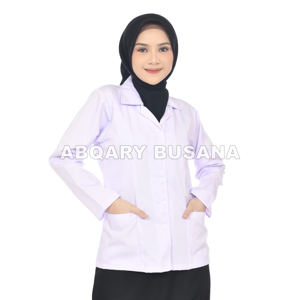 Kemeja PDH Putih Wanita Tebal - Seragam Dinas PNS/Perawat/Bidan/Dokter Terbaru