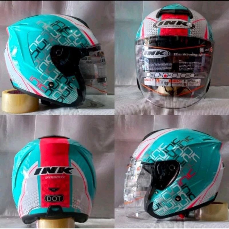 Helm INK Dynamic Seri 4 Aqua blue Paket Ganteng