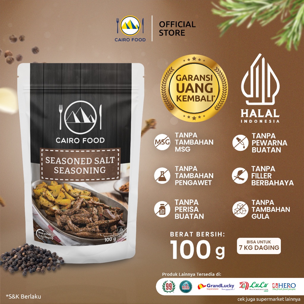 

Bumbu Seasoned Salt Sehat – Tanpa MSG, 100% Rempah Murni | Cairo Food - 100 Gram