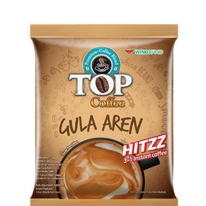 

top coffee gula aren sachet 1renceng isi 15pcs x 22gram..