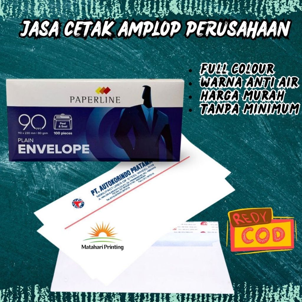 

Cetak Amplop Putih 90 PPS Kop Resmi 11x23 cm Murah Harga Grosir