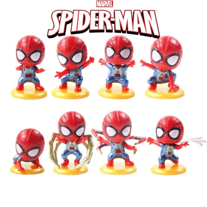 1 SET ISI 8PCS CAKE TOPPER MINIATUR FIGURE SPIDERMAN MINI/FIGURE SPIDERMAN MINI DEKORASI CAKE/HIASAN