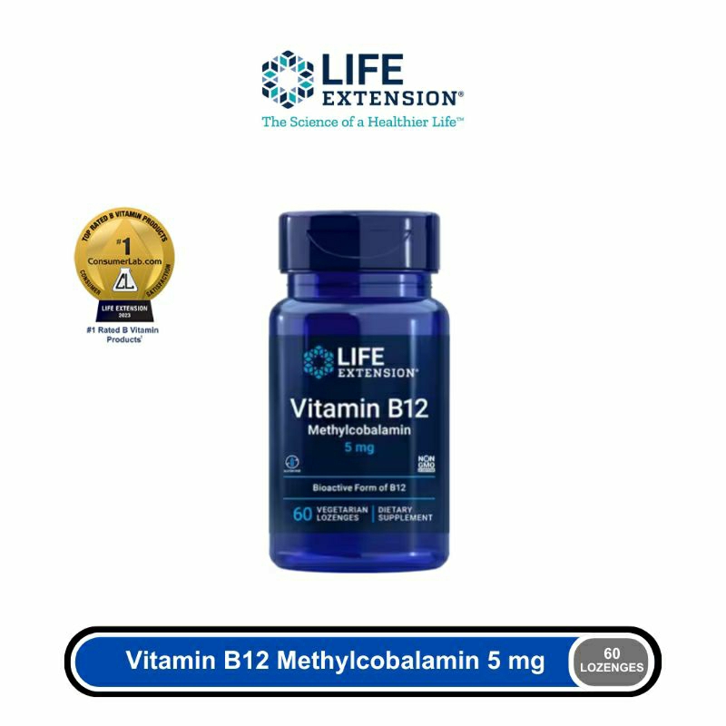 LIFE EXTENSION Vitamin B12 Methylcobalamin 5 mg - 60 Vegetarian Lozenges
