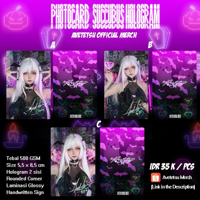 Avetetsu Official Merchandise (Succubus Halloween Edition) Photocard Hologram / poster A4 glossy