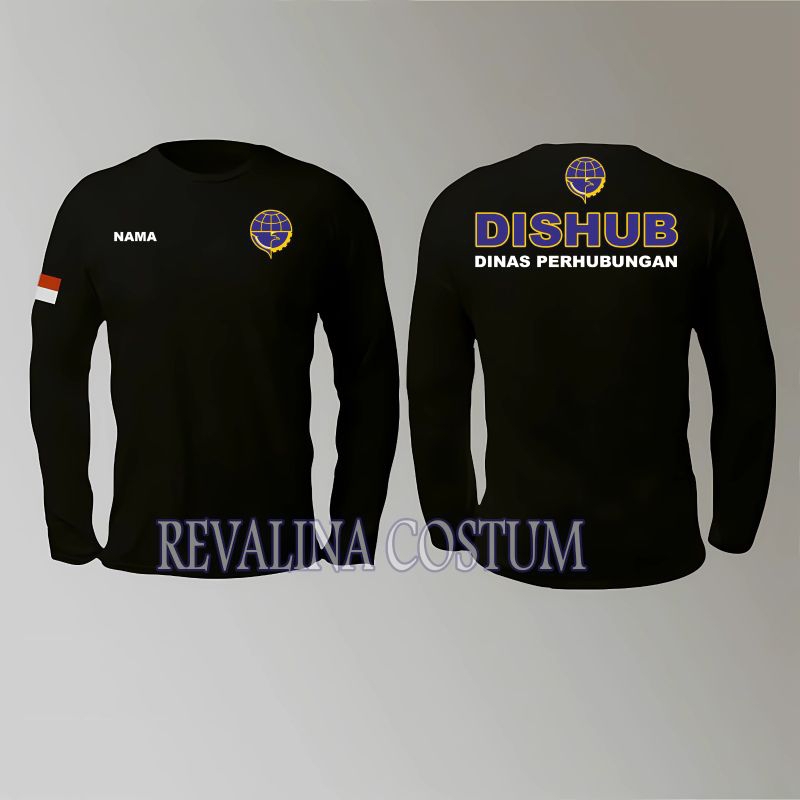 BAJU KAOS DISHUB / TSHIRT DINAS PERHUBUNGAN LENGAN PANJANG WARNA HITAM