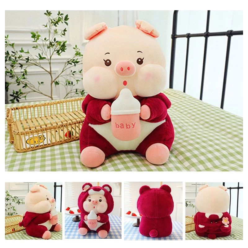 Boneka Pig Dot Hoodie Ukuran 40cm bahan Plush Import Halus dan Lembut Hadiah Ulang Tahun Anak