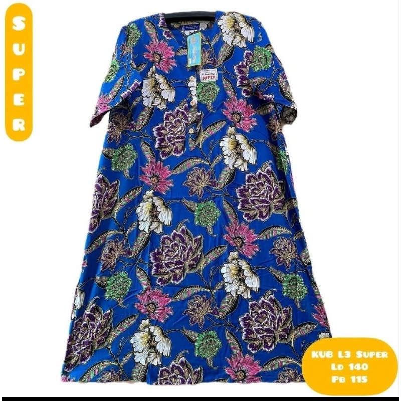 DASTER JUMBO L3 SUPER LENGAN PENDEK BATIK KENCANA UNGU ORI LD 140 CM / PAKAIAN BAJU SANTAI PIYAMA TI