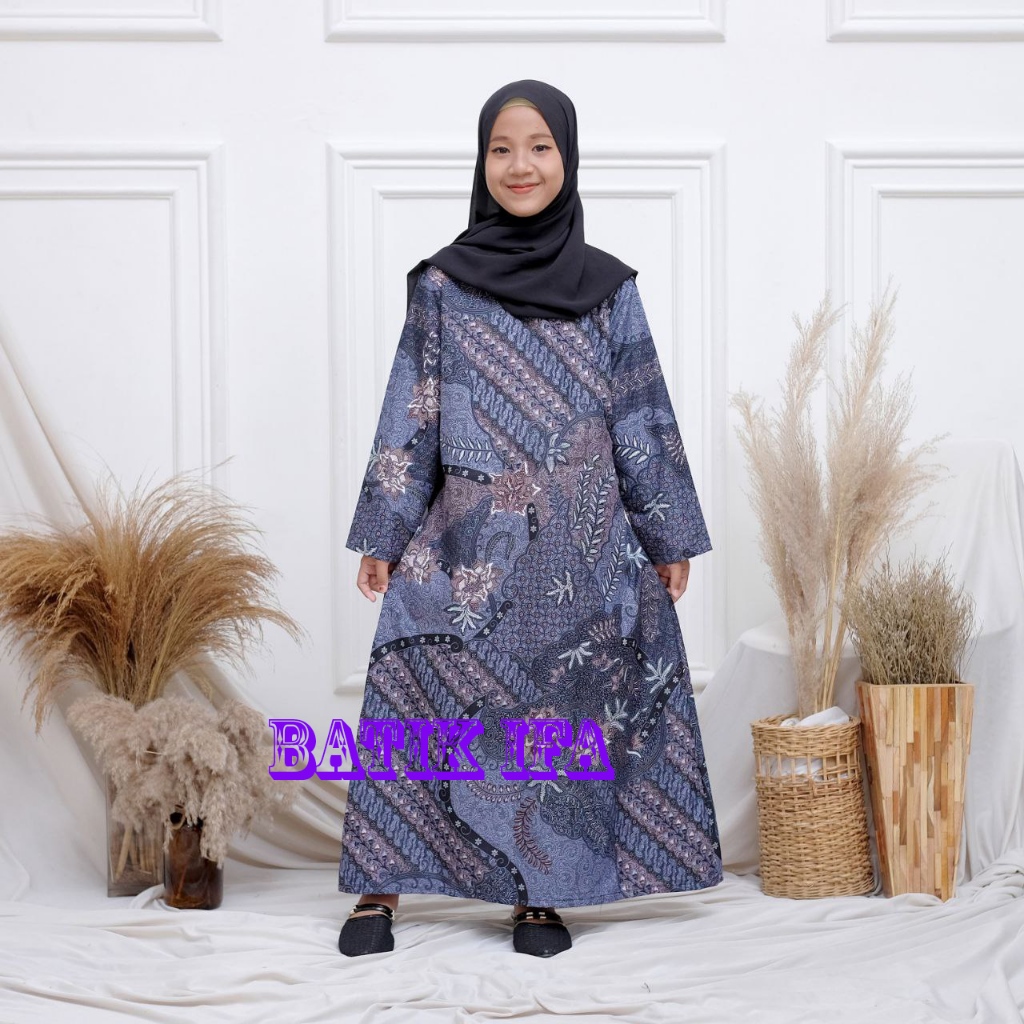 Baju Batik Anak Perempuan Usia 2-12 Tahun - Dress Anak - Gamis Batik Anak - BATIK IFA