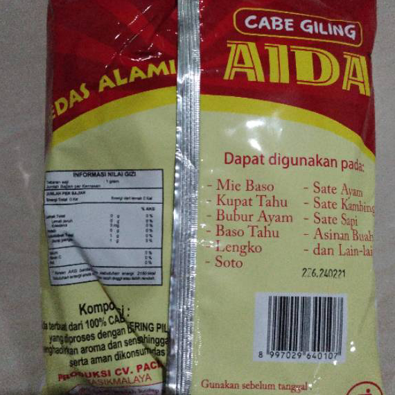 

Super Promo Cabe giling Aida