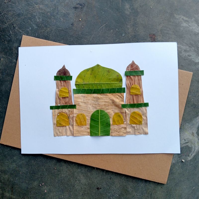 kolase daun kolase masjid kerajinan kolase