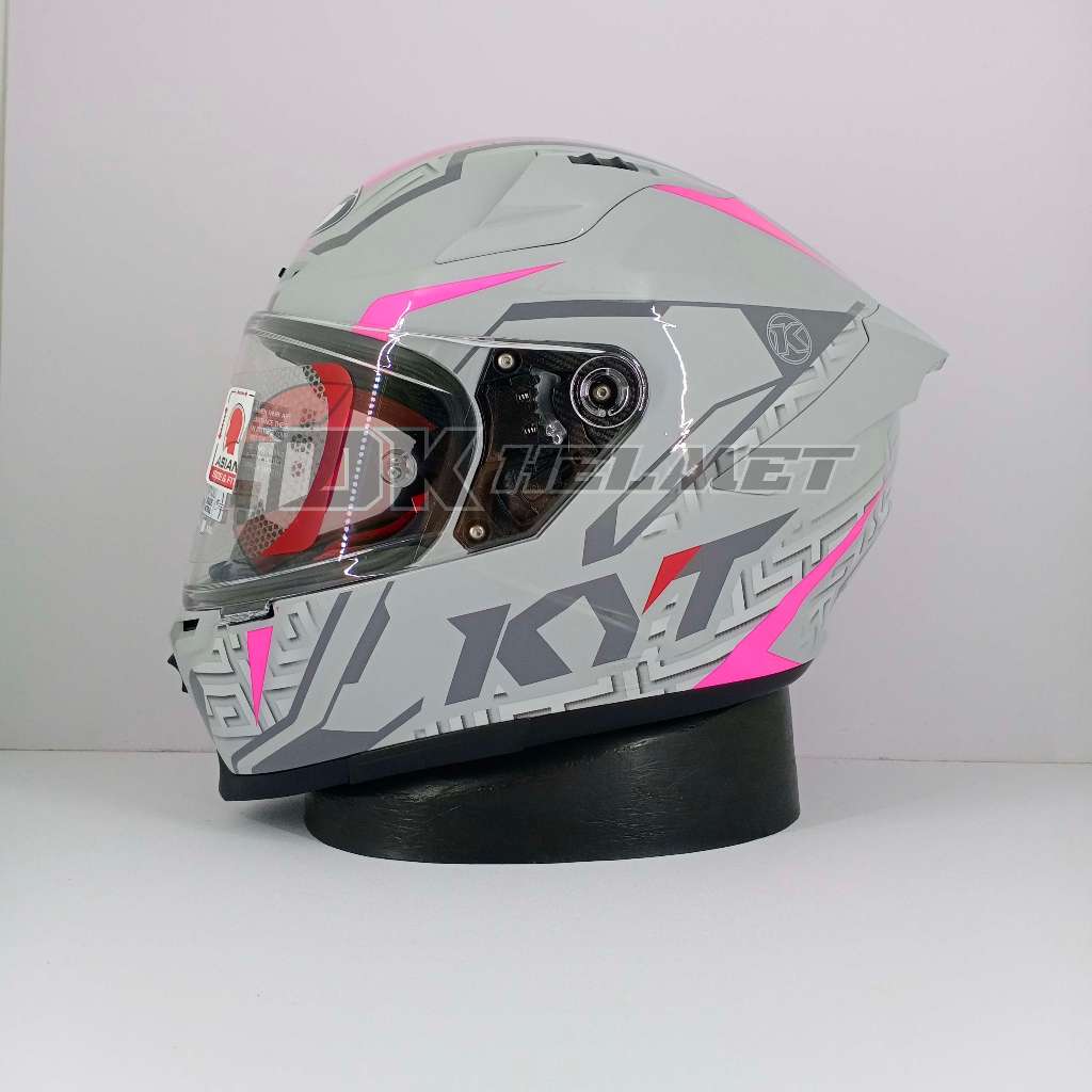 Helm Full Face KYT Striker Motif #2 Maze Asphalt Grey Fuxia Gloss Warna Abu Pink Glossy Original