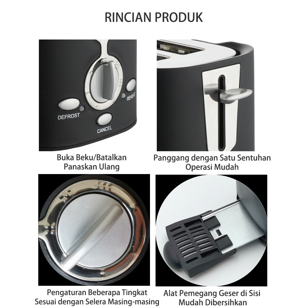 Mesin pemanggang roti, pemanggang sandwich, dan mesin sarapan multi fungsi, semuanya dalam ukuran mini yang terbuat dari stainless steel