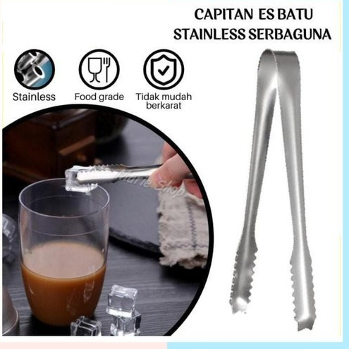Capit Es Batu Stainless Steel Kecil - Penjepit Capitan Makanan Kue Ice Cube