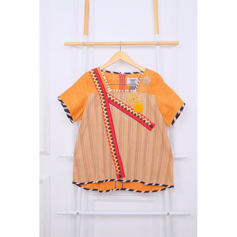 ATHENA BATIK | Baju Batik Unik Blus Tunik Dress Jumbo Bigsize Kantor Warna Krem Kuning Murstad Merah