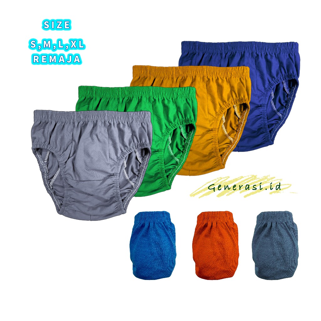 12 PCS CELANA DALAM ANAK LAKI LAKI KAIN KATUN POLOS UMUR 1-15 TAHUN