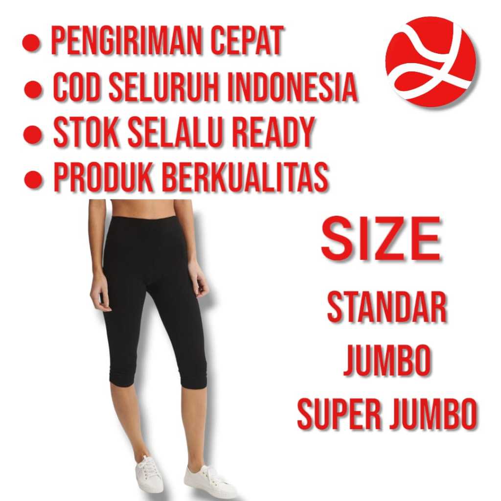 Celana Legging Pendek 3/4 Legging Wanita Spandex Standar & Jumbo Legging Olahraga Cewek Remaja Dewas